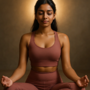 Indian woman doing Kapalbhati Pranayama