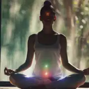 Lady meditation with chakras getting activated and Third Eye active and glowing.