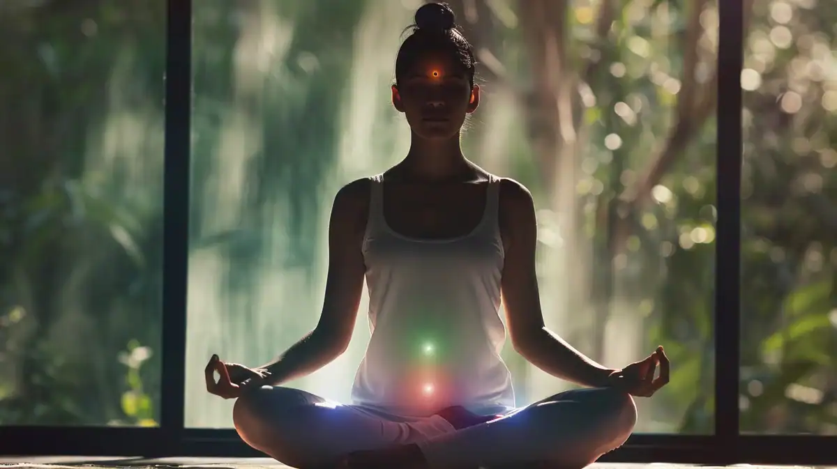 Lady in meditation with Third Eye activated.