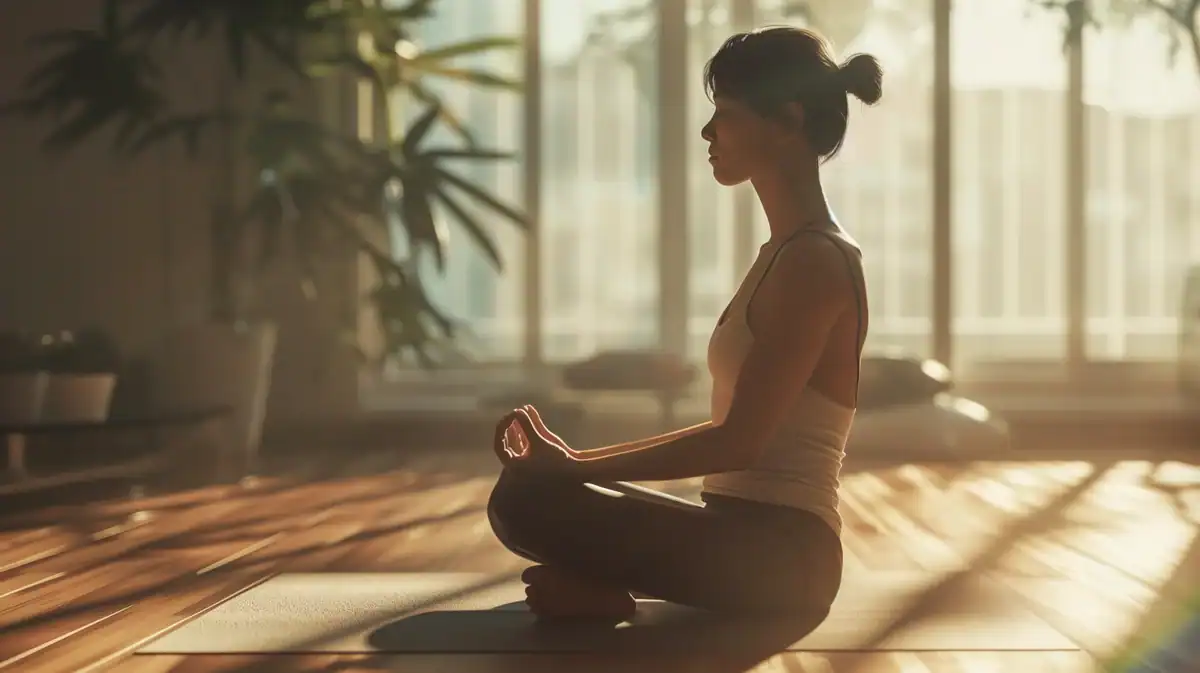 Woman side pose in meditation doing Zazen