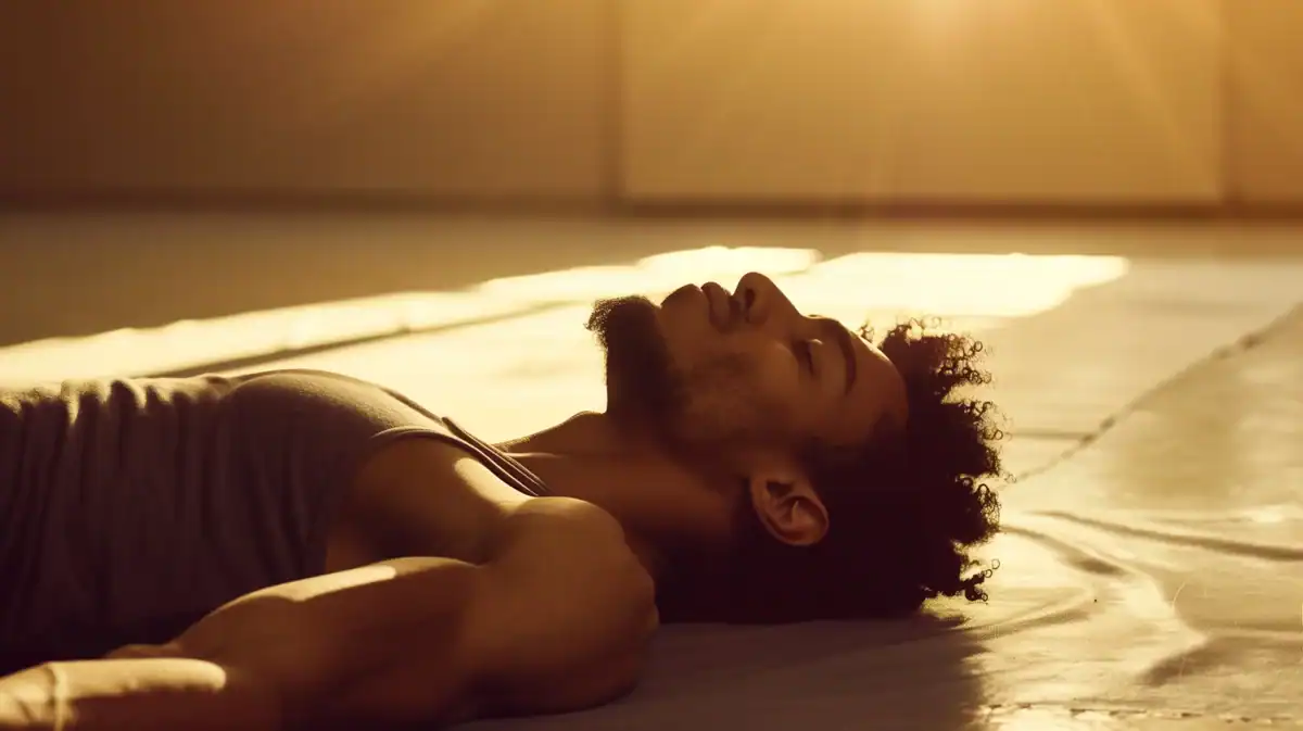 African American male deep in Yoga Nidra.