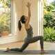 Low lunge yoga pose (anjaneyasana) hip opening beginner stretch