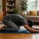 Man doing simple beginner yoga pose at home