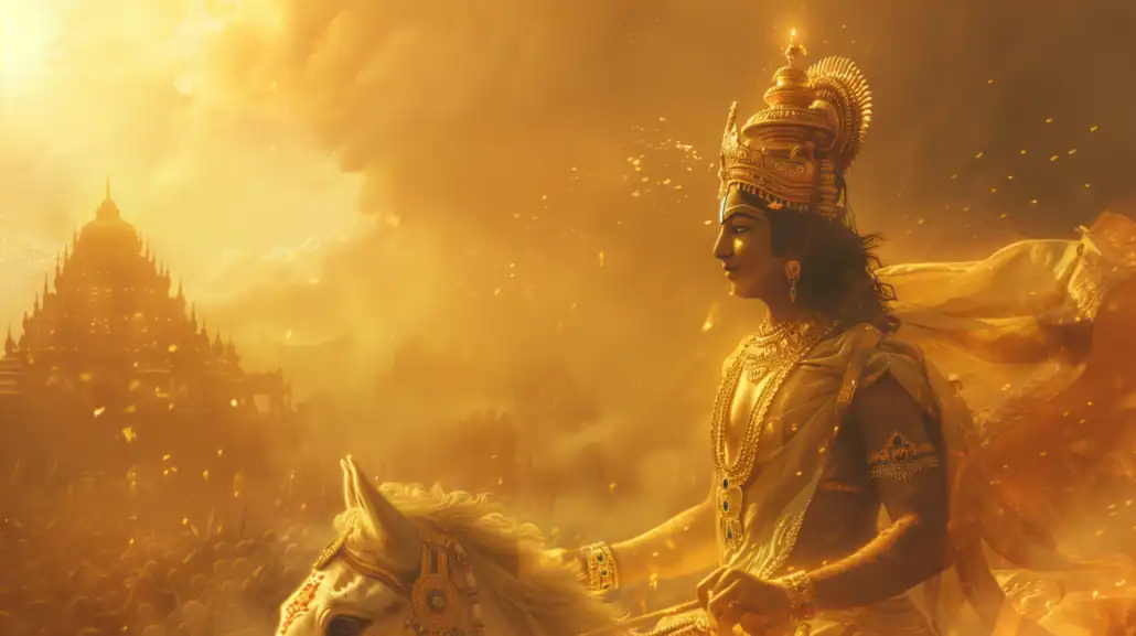 Krishna teaching non-attachment from the Bhagavad Gita