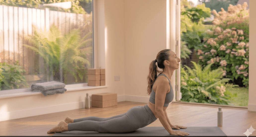 cobra pose yoga for beginners over 40 strengthening back and opening chest