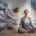 woman doing om mantra meditation peacefully in chaotic life