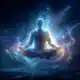 Energy man in meditation doing pranayama to increase vitality and mental clarity.