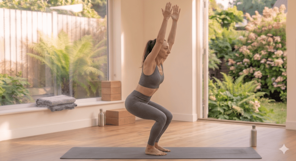 chair pose yoga for weight loss after 40 strengthening legs and core