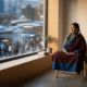 how to calm your mind quickly when overthinking calm meditation scene with busy city outside window