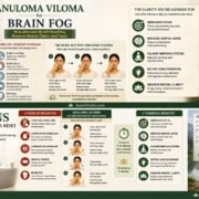 Anuloma Viloma for brain fog infographic showing how alternate nostril breathing helps improve mental clarity, focus, and nervous system regulation in the age of digital overload.