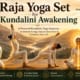 Practitioner performing the Raja Yoga Set for Kundalini Awakening with energy rising through the spine during a Kundalini Yoga sequence