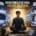 Person meditating calmly while surrounded by digital distractions, AI chat windows, notifications, screens, and information overload, illustrating meditation for an overstimulated mind.